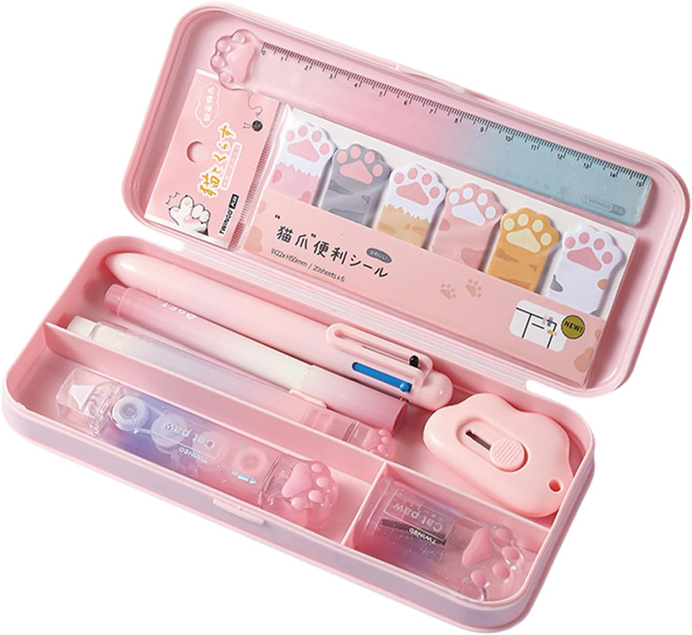 9 Pcs Cute Pink Stationery Set Cat