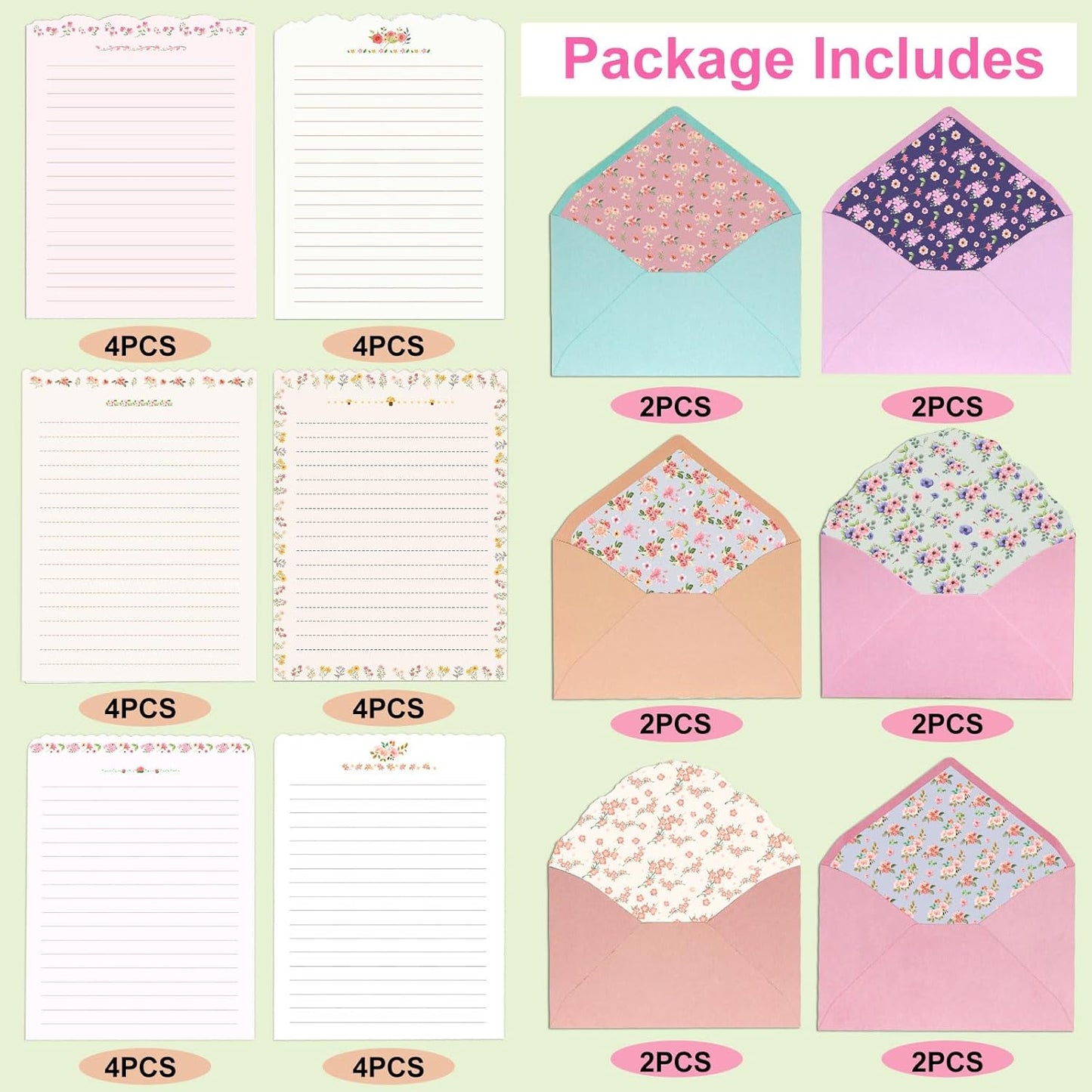 24 PCS Writing Stationery Paper with 12 PCS Envelopes