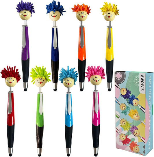 8pcs Mop Head Ballpoint Pens