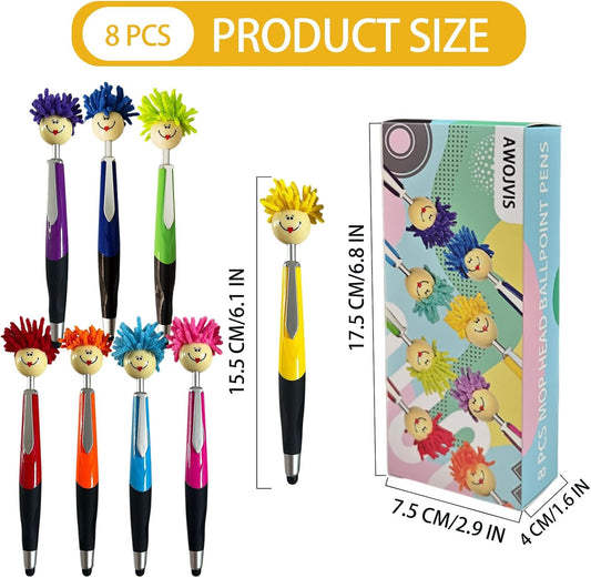 8pcs Mop Head Ballpoint Pens