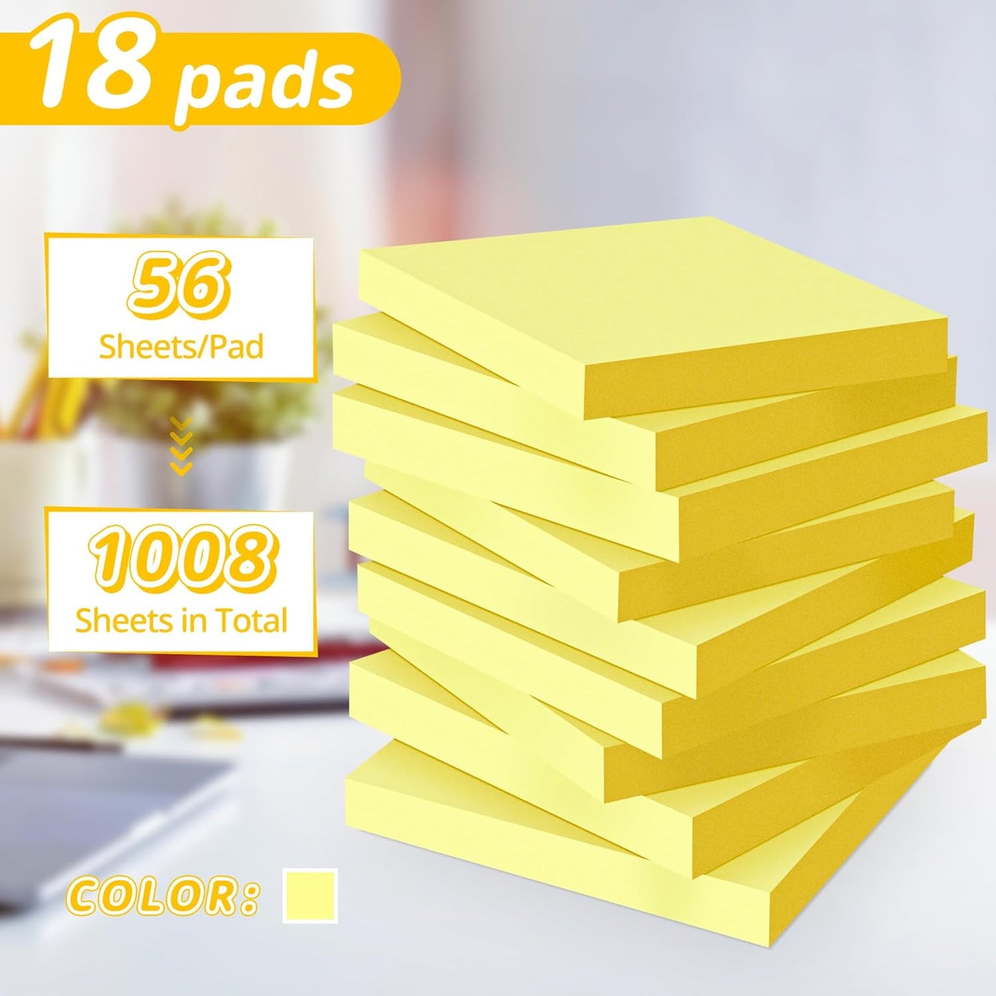 (18 Pack) Sticky Notes 3x3 in Yellow