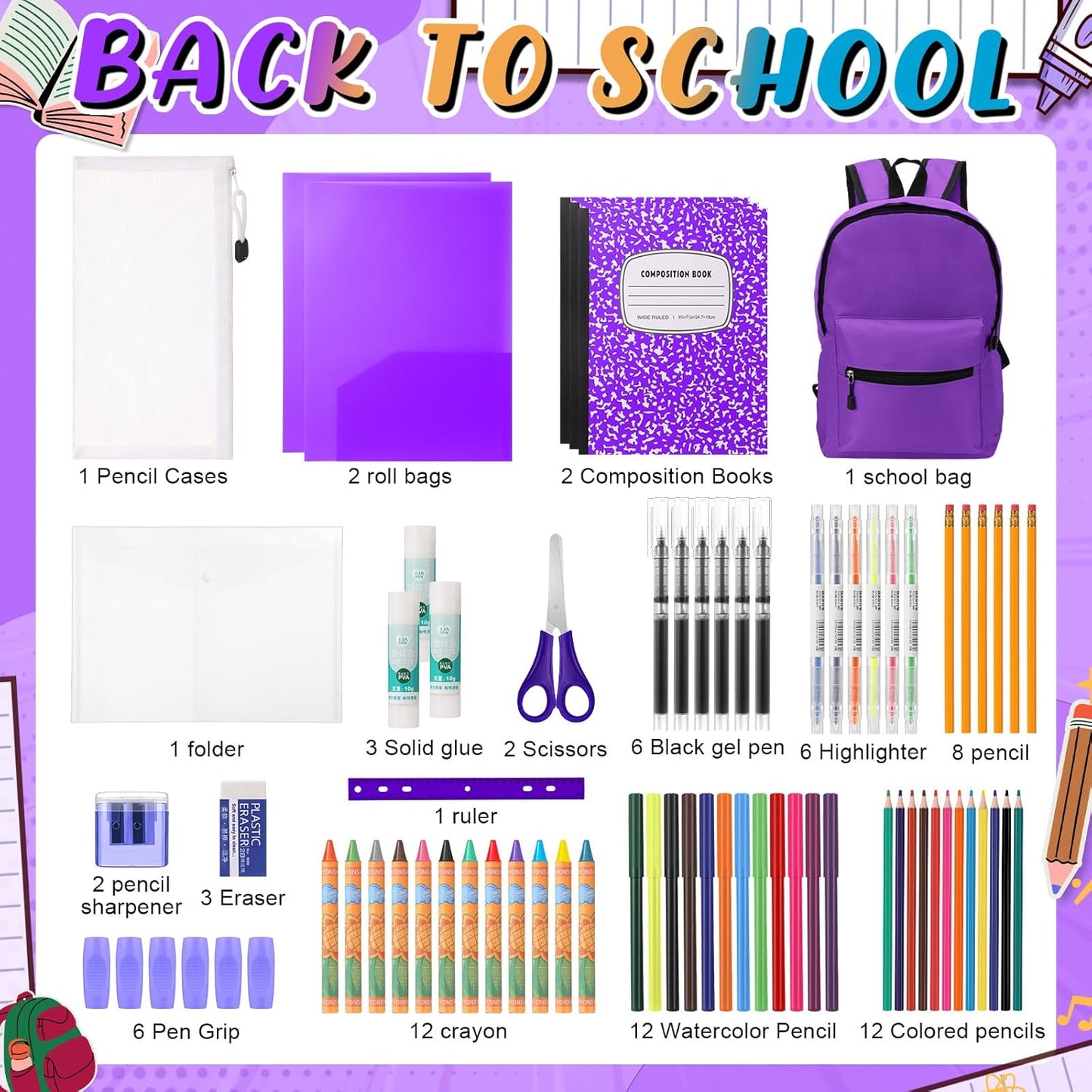79 Pcs Back to School Supplies Box for Kids